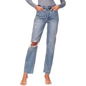 Abercrombie & Fitch The Dad Jeans High Rise Straight Leg Distressed 25 / 0 LONG